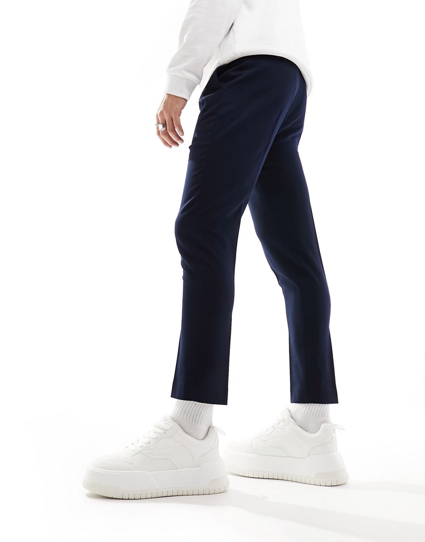 ASOS DESIGN tapered smart trousers in navy