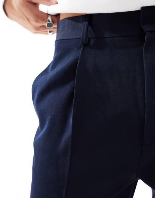 ASOS DESIGN tapered smart trousers in navy