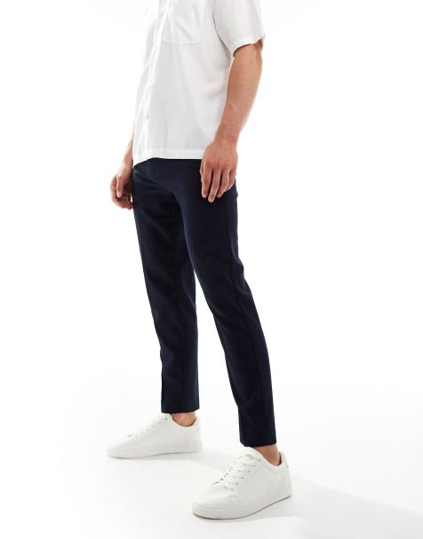 ASOS DESIGN tapered smart trousers in navy - view 1