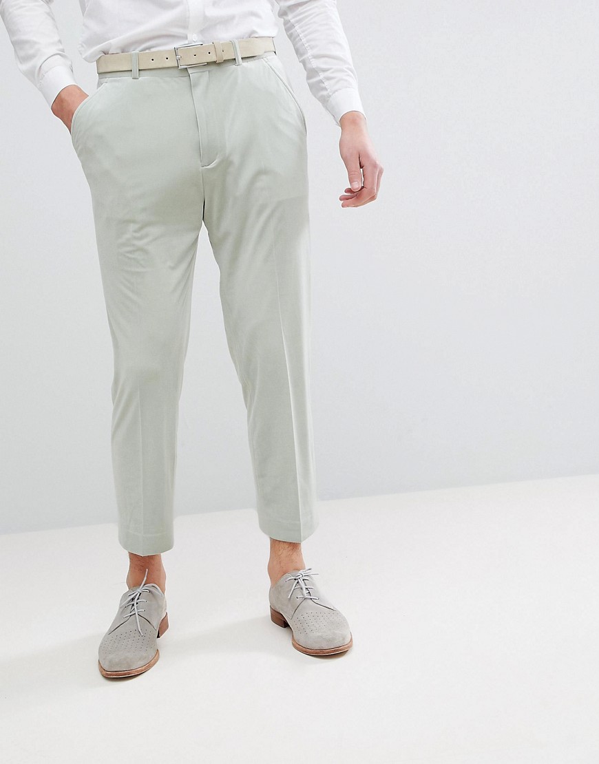 ASOS DESIGN Tapered Smart Trousers In Sage Green Velvet