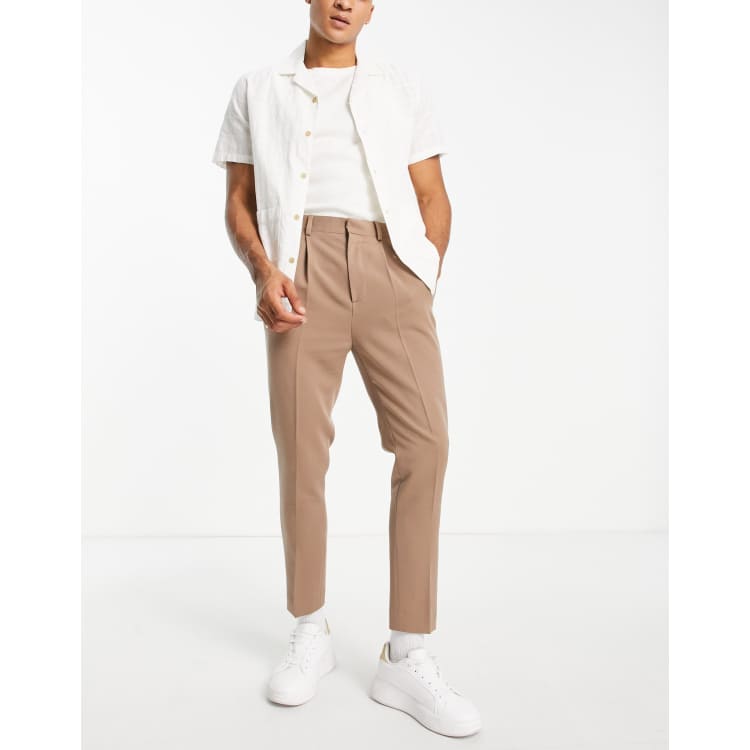 ASOS DESIGN tapered smart trousers in stone ASOS