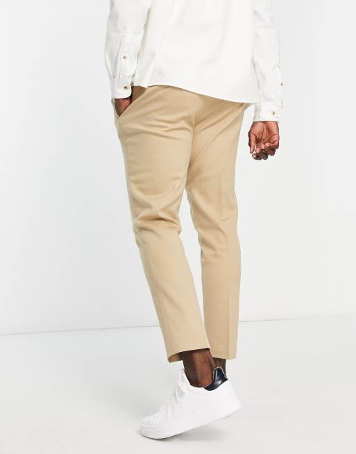 ASOS DESIGN smart tapered trousers in stone