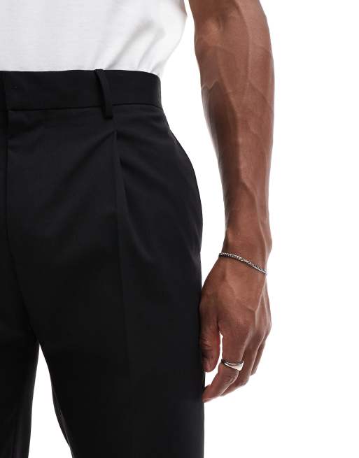ASOS DESIGN tapered suit joggers in black