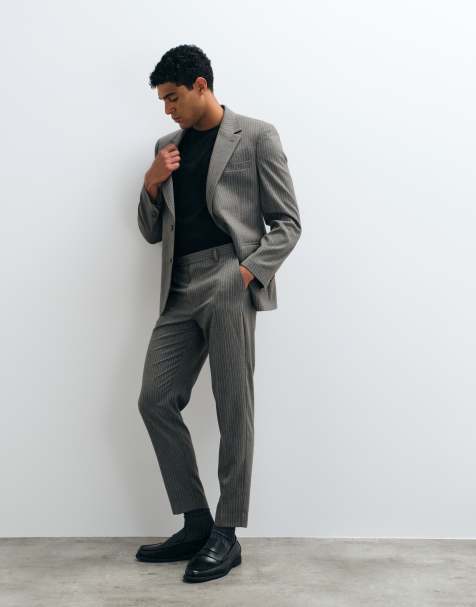 ASOS DESIGN tapered suit pant in olive green brushed flannel - view 1