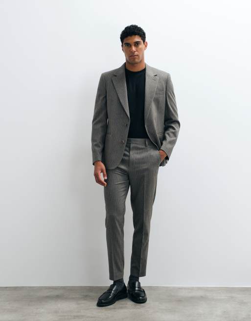 ASOS DESIGN tapered suit pant in olive green brushed flannel, 3 of 5