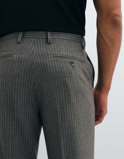 ASOS DESIGN tapered suit pant in olive green brushed flannel, 4 of 5