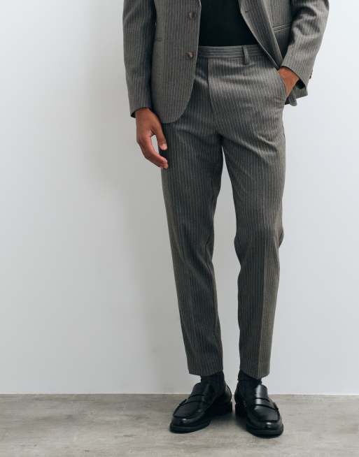 ASOS DESIGN tapered suit pant in olive green brushed flannel, 5 of 5