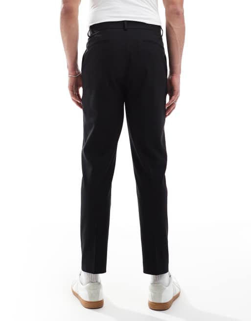 ASOS DESIGN tapered suit pants in black twill