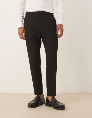 tapered suit pants in black twill