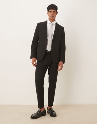 Asos Design Tapered Suit Pants In Black