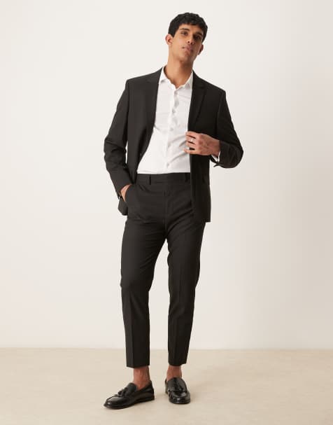 ASOS DESIGN tapered suit trousers in black