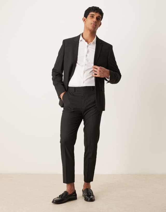ASOS Design Tapered Suit Pants in Black