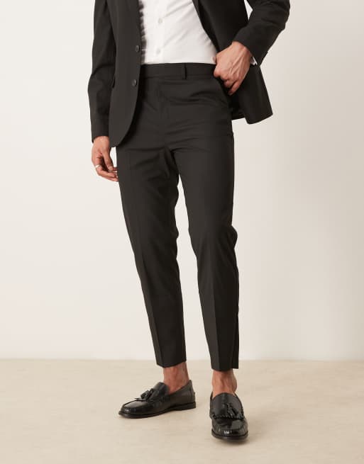 ASOS DESIGN tapered suit pants in black