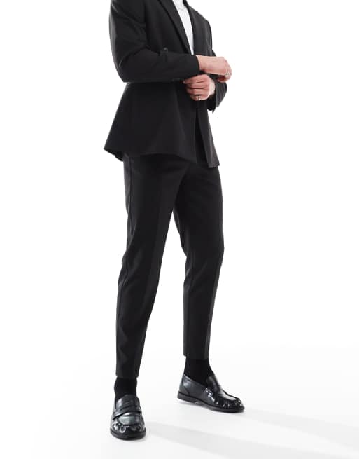 ASOS DESIGN tapered suit pants in black