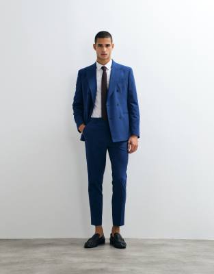 Дизайнерские зауженные костюмные брюки ASOS темно-синего цвета