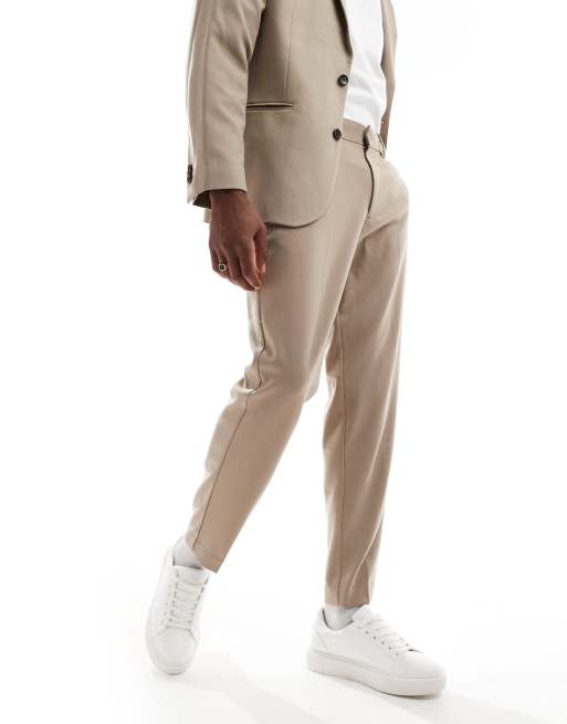 ASOS DESIGN tapered suit pants in brown twill, 3 of 5