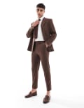 [ASOS DESIGN] ASOS DESIGN tapered suit pants in brown W31 L30 BROWN