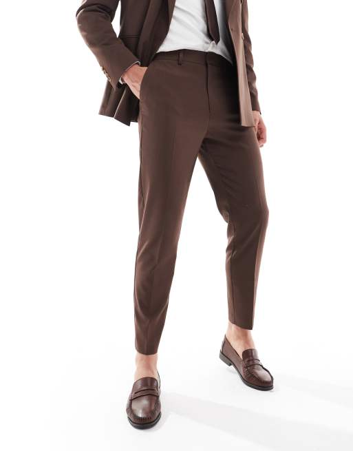 ASOS DESIGN tapered suit pants in brown, 3 of 5
