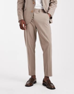 Asos Design Tapered Suit Pants In Brown