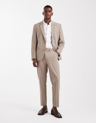Asos Design Tapered Suit Pants In Brown