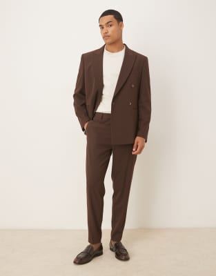 ASOS DESIGN tapered suit pants in brown