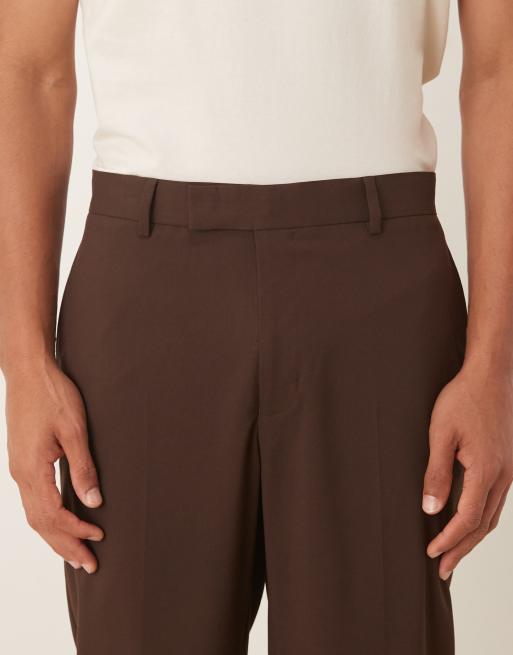 ASOS DESIGN tapered suit pants in brown