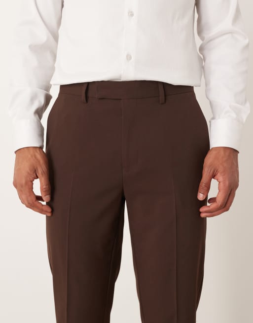 ASOS DESIGN tapered suit pants in brown
