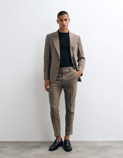 ASOS DESIGN tapered suit in brown, 2 of 3