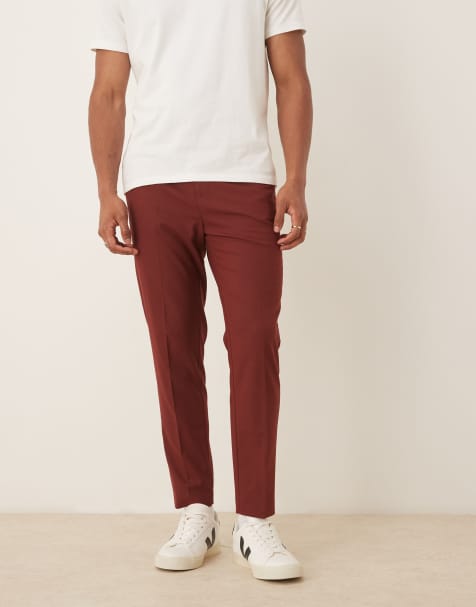 ASOS DESIGN Tapered Suit Pants In Burgundy - view 1