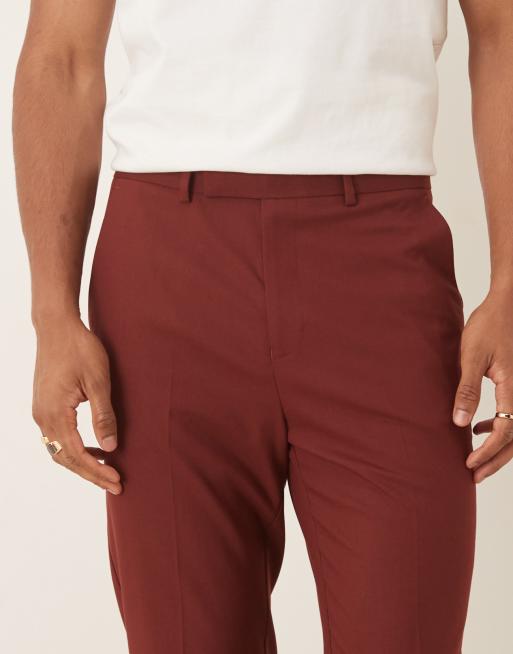 ASOS DESIGN Tapered Suit Pants In Burgundy, 4 of 5