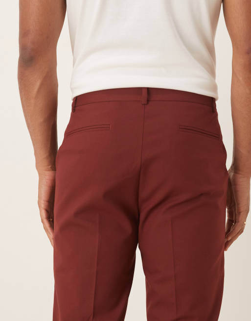 ASOS DESIGN Tapered Suit Pants In Burgundy, 5 of 5