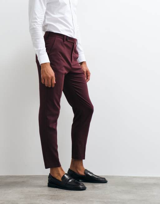 ASOS DESIGN Tapered Suit Pants In Burgundy, 4 of 5