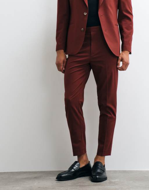 ASOS DESIGN Tapered Suit Pants In Burgundy, 2 of 5