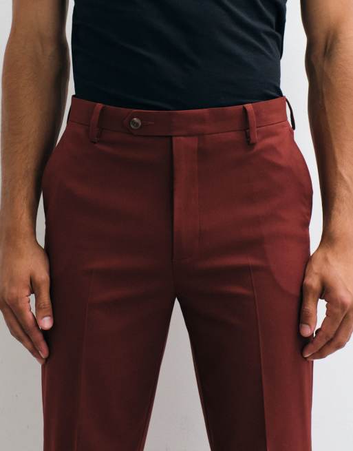 ASOS DESIGN Tapered Suit Pants In Burgundy, 4 of 5