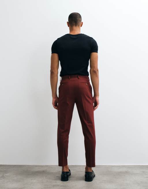 ASOS DESIGN Tapered Suit Pants In Burgundy, 5 of 5