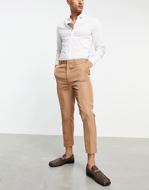 ASOS DESIGN tapered suit pants in camel tonic | ASOS