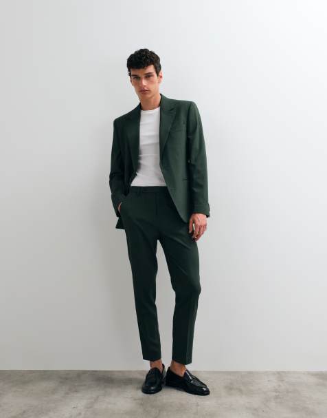 ASOS DESIGN tapered suit pants in dark green - view 1