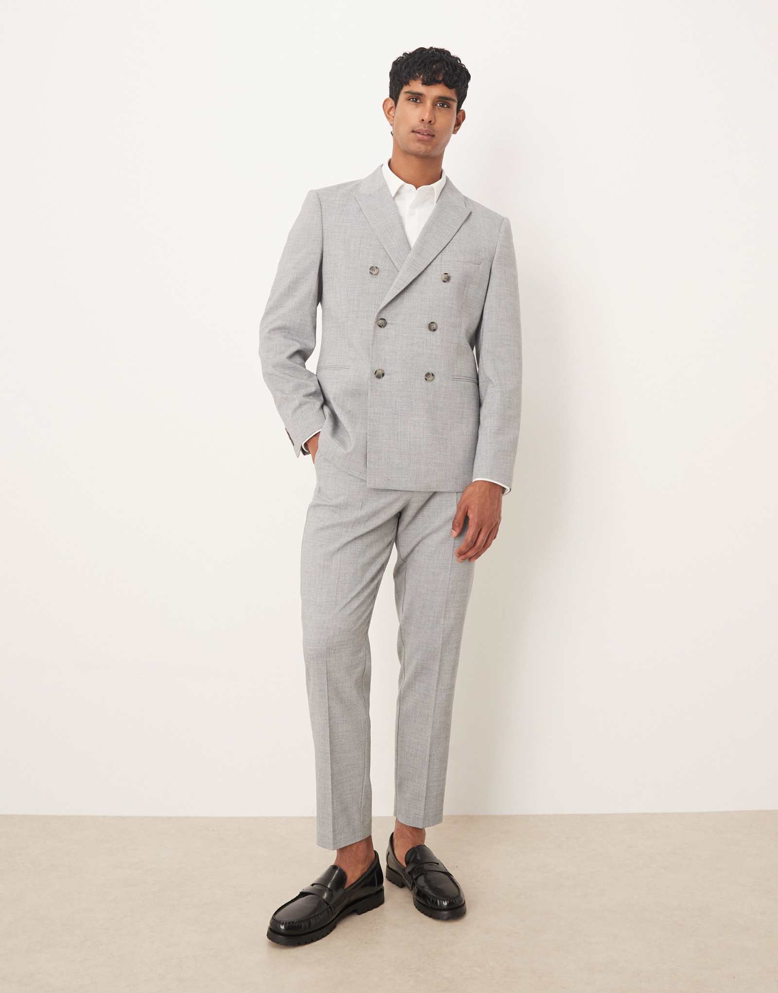 Дизайнерские зауженные брюки ASOS для костюма серого меланжа