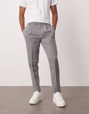 Asos Design Tapered Suit Pants In Gray