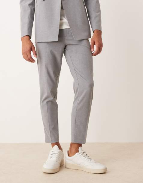 ASOS DESIGN tapered suit trousers in grey