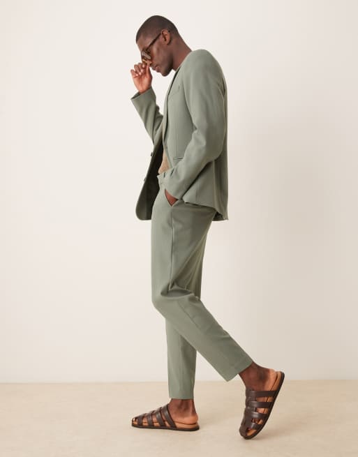 ASOS DESIGN tapered suit pants in green twill, 2 of 5