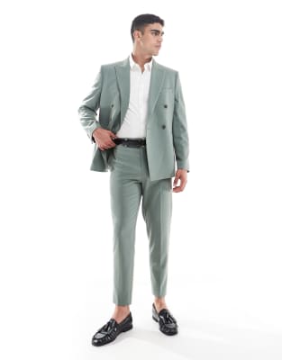 ASOS DESIGN tapered suit pants in green