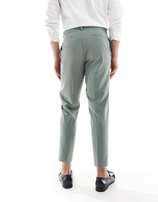 ASOS DESIGN tapered suit pants in green