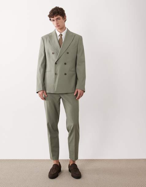 ASOS DESIGN tapered suit trousers in green