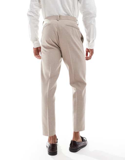 ASOS DESIGN tapered suit pants in heathered beige | ASOS