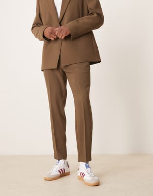 Asos Design Tapered Suit Pants In Brown