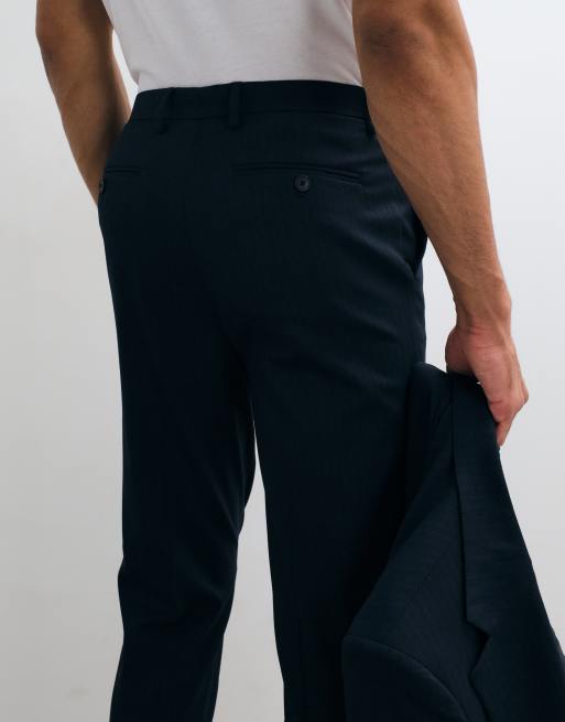 ASOS DESIGN tapered suit pants in navy pinstripe, 5 of 5