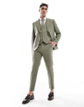 [ASOS DESIGN] ASOS DESIGN tapered suit pants in olive green W32 L32 Olive