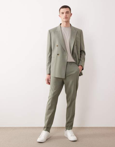 ASOS DESIGN tapered suit pants in sage green - view 1
