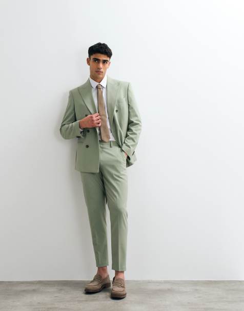 ASOS DESIGN tapered suit trousers in sage green